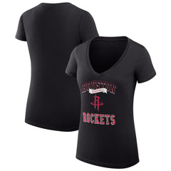 Houston Rockets G-III 4Her by Carl Banks Women's Super-Slim Fit Lightweight Team Logo V-Neck T-Shirt Black