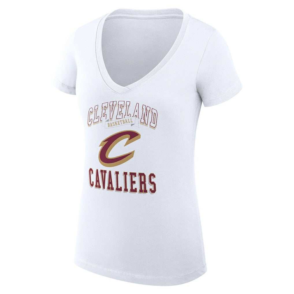 Cleveland Cavaliers G-III 4Her by Carl Banks Women's Super-Slim Fit Lightweight Team Logo V-Neck T-Shirt White
