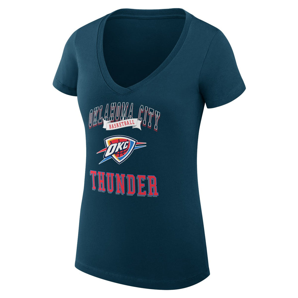 Oklahoma City Thunder G-III 4Her by Carl Banks Women's Super-Slim Fit Lightweight Team Logo V-Neck T-Shirt Navy