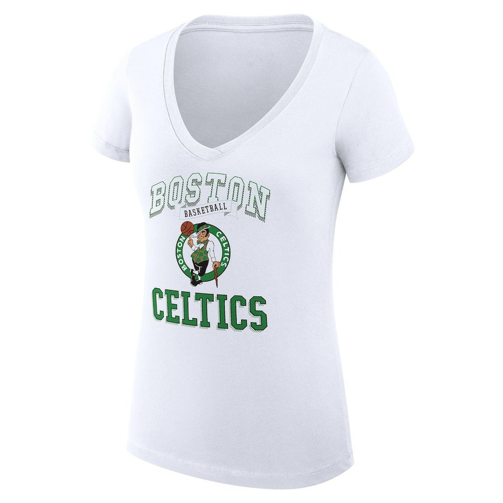 Boston Celtics G-III 4Her by Carl Banks Women's Super-Slim Fit Lightweight Team Logo V-Neck T-Shirt White