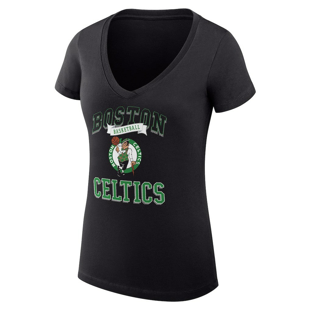 Boston Celtics G-III 4Her by Carl Banks Women's Super-Slim Fit Lightweight Team Logo V-Neck T-Shirt Black