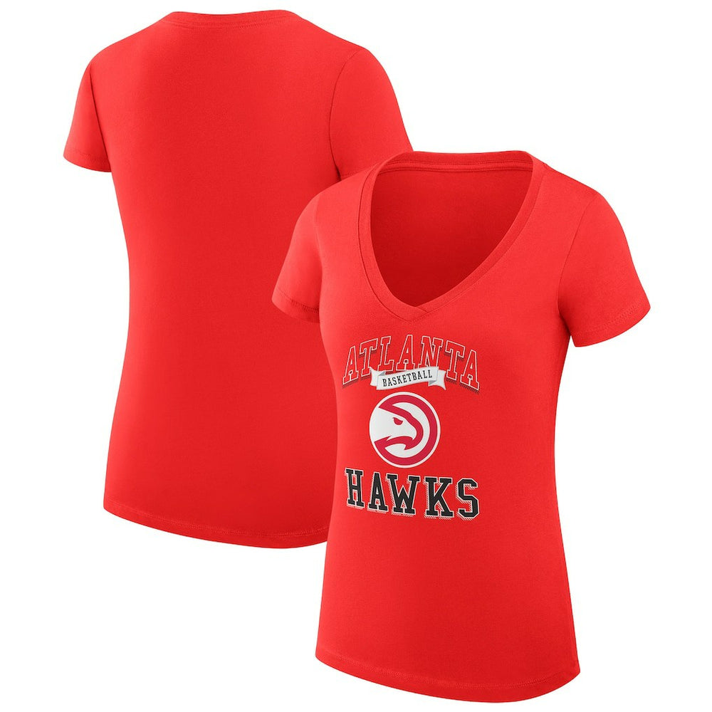 Atlanta Hawks G-III 4Her by Carl Banks Women's Super-Slim Fit Lightweight Team Logo V-Neck T-Shirt Red