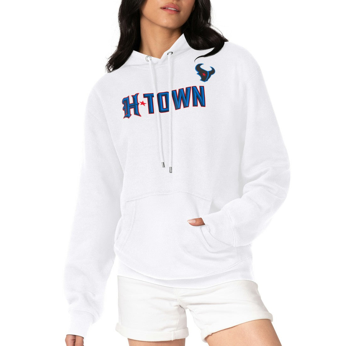 Houston Texans G-III 4Her by Carl Banks Women's H-Town Fleece Pullover Hoodie White