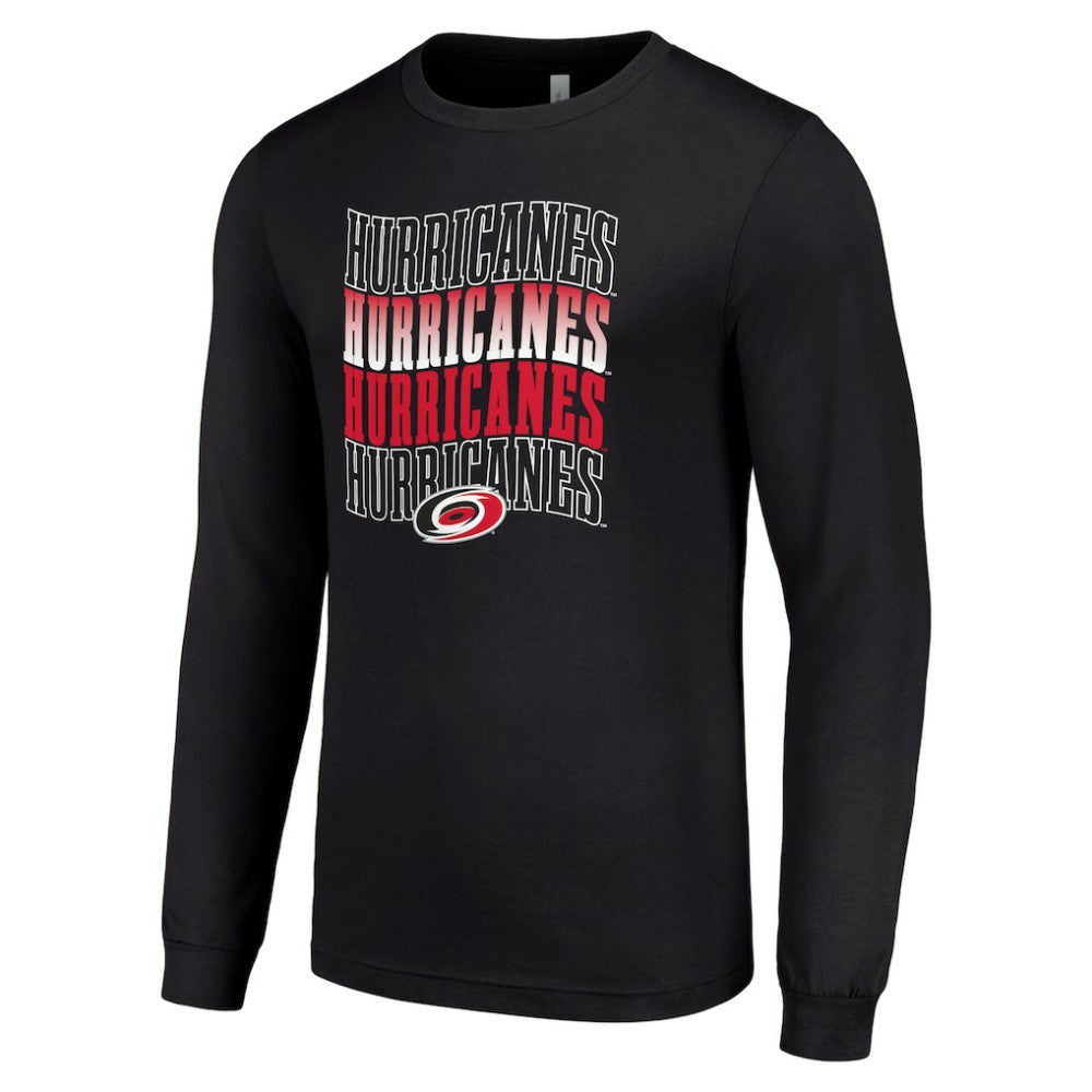 Carolina Hurricanes Starter Four Team Name Logo Long Sleeve Graphic T-Shirt - Black - NHL 201621799