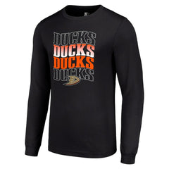 Anaheim Ducks Starter Four Team Name Logo Long Sleeve Graphic T-Shirt - Black - NHL 201621806
