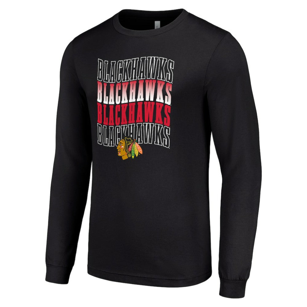 Chicago Blackhawks Starter Four Team Name Logo Long Sleeve Graphic T-Shirt - Black - NHL 201621812