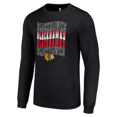 Chicago Blackhawks Starter Four Team Name Logo Long Sleeve Graphic T-Shirt - Black - NHL 201621812
