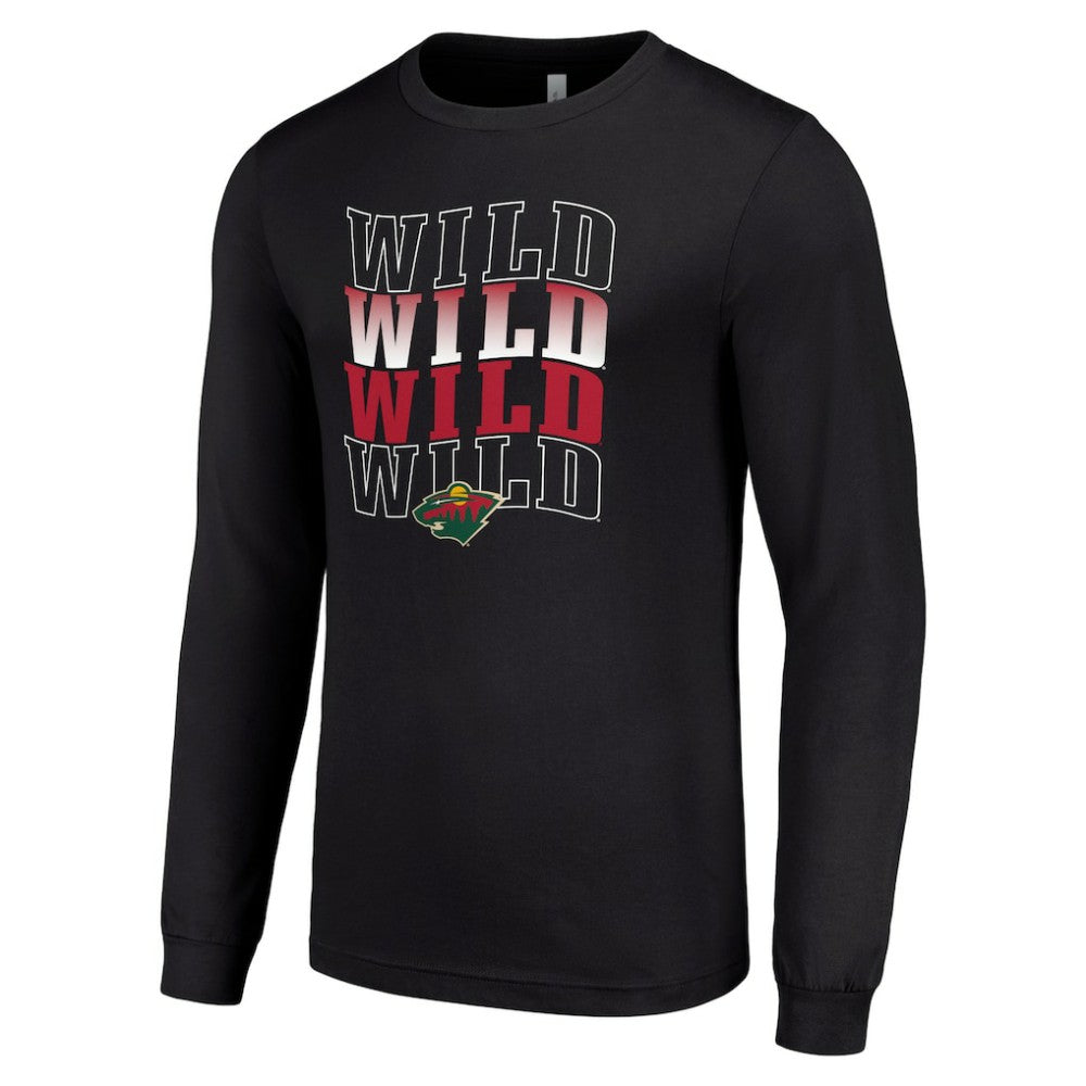 Minnesota Wild Starter Four Team Name Logo Long Sleeve Graphic T-Shirt - Black - NHL 201621845