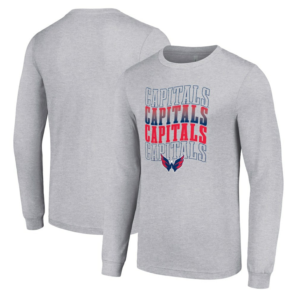 Washington Capitals Starter Four Team Name Logo Long Sleeve Graphic T-Shirt - Heather Gray - NHL 201621846