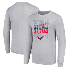 Washington Capitals Starter Four Team Name Logo Long Sleeve Graphic T-Shirt - Heather Gray - NHL 201621846