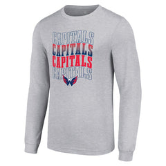 Washington Capitals Starter Four Team Name Logo Long Sleeve Graphic T-Shirt - Heather Gray - NHL 201621846