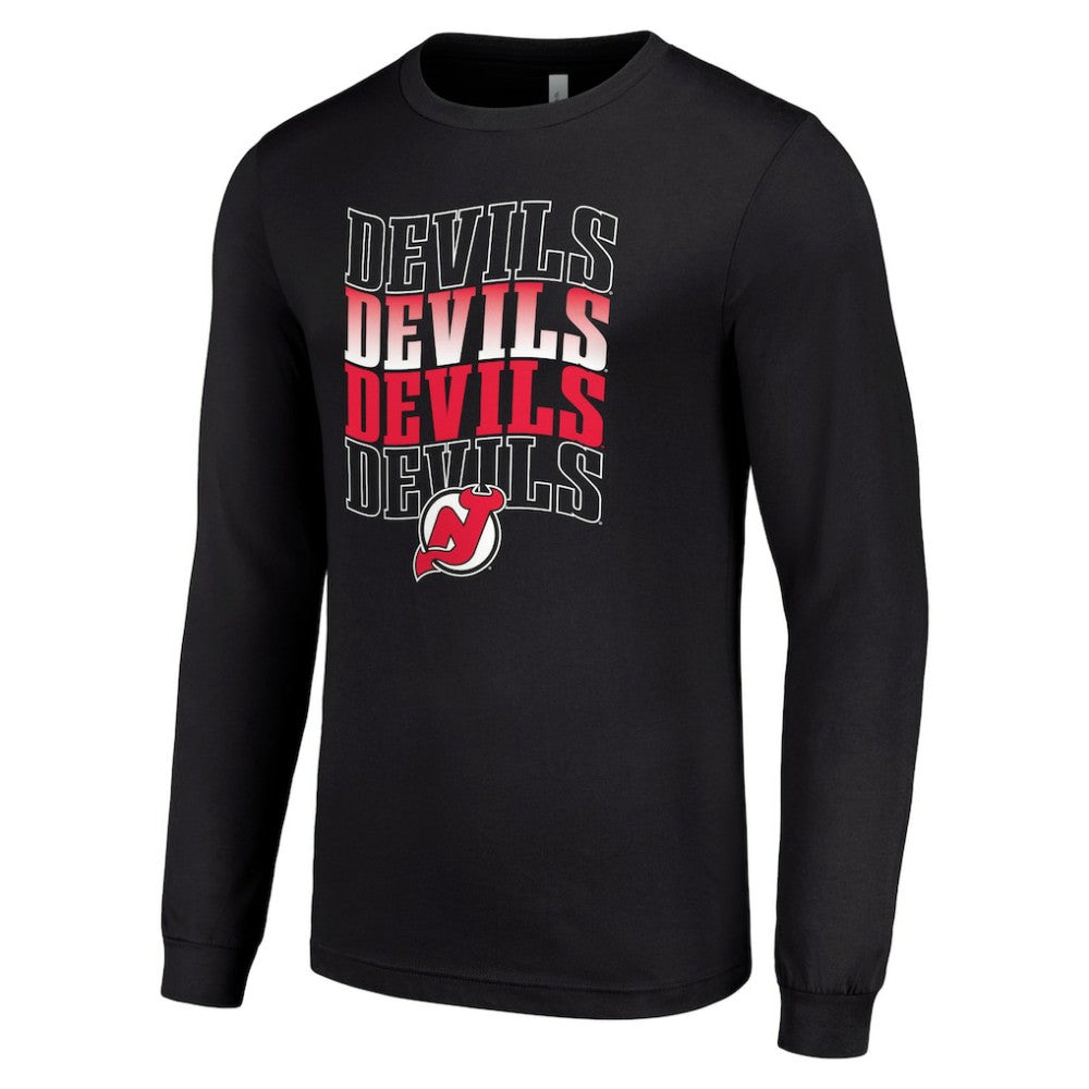 New Jersey Devils Starter Four Team Name Logo Long Sleeve Graphic T-Shirt - Black - NHL 201621847
