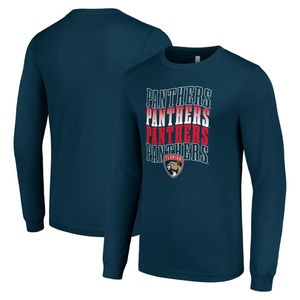 Florida Panthers Starter Four Team Name Logo Long Sleeve Graphic T-Shirt - Navy - NHL 201621850