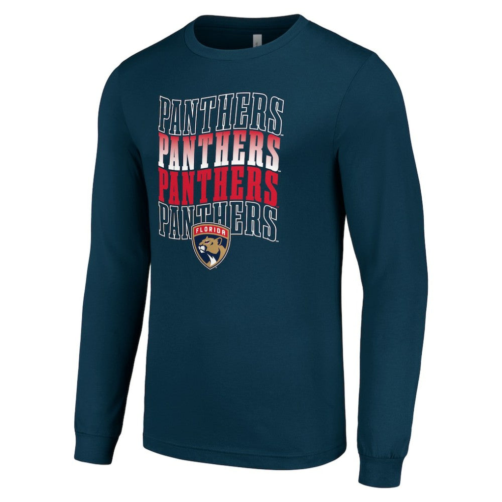 Florida Panthers Starter Four Team Name Logo Long Sleeve Graphic T-Shirt - Navy - NHL 201621850