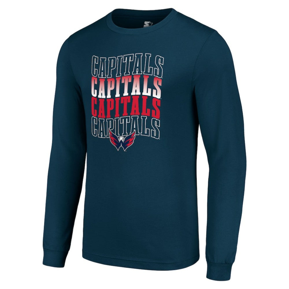 Washington Capitals Starter Four Team Name Logo Long Sleeve Graphic T-Shirt - Navy - NHL 201621859