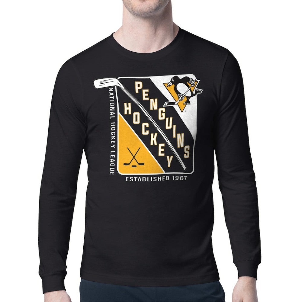 Pittsburgh Penguins Starter Shield Long Sleeve Graphic T-Shirt - Black - NHL 201622135