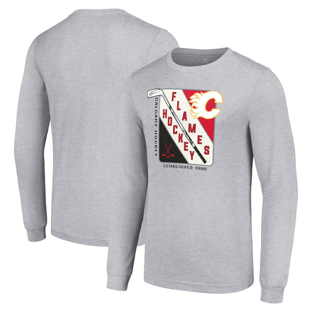 Calgary Flames Starter Shield Long Sleeve Graphic T-Shirt - Heather Gray - NHL 201622142
