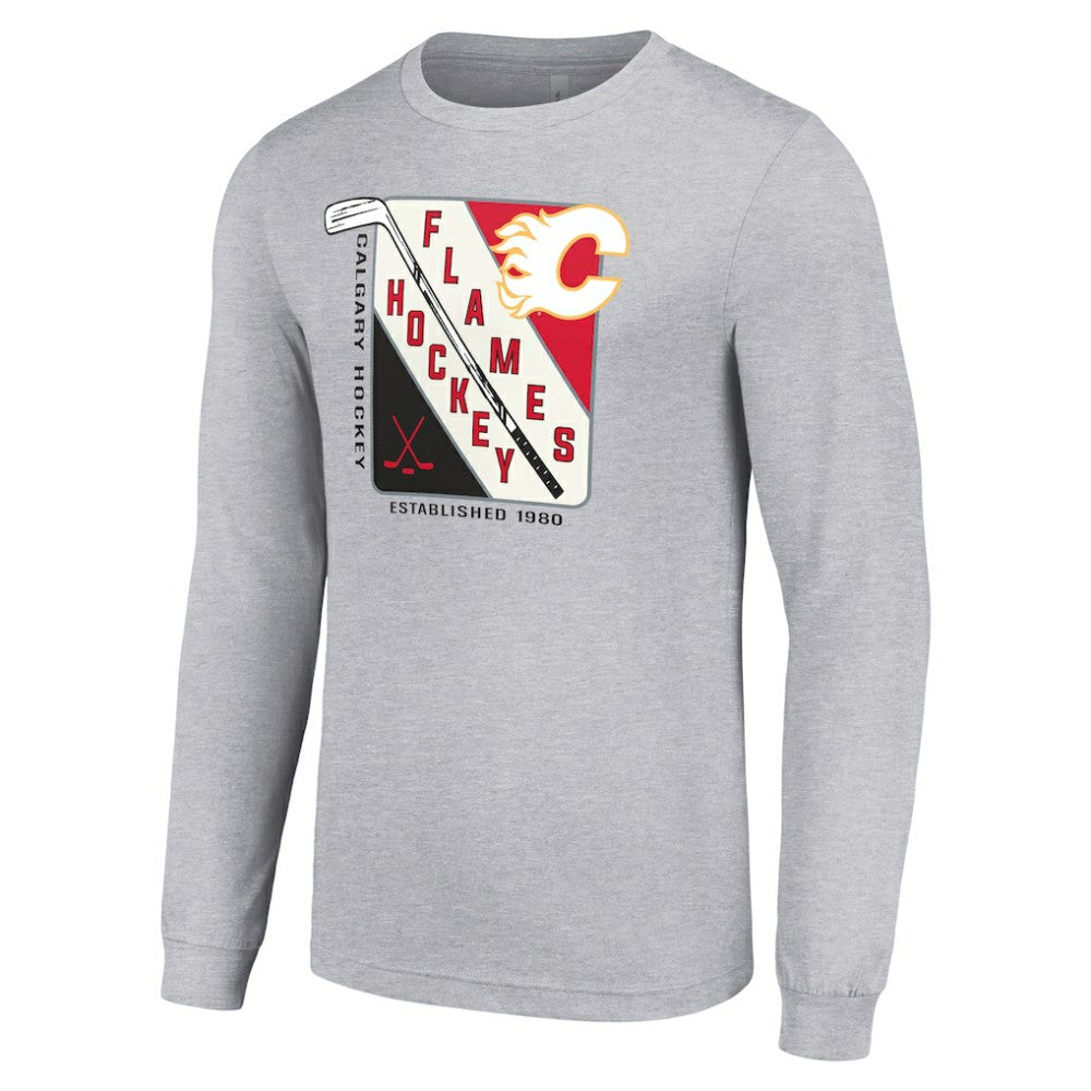 Calgary Flames Starter Shield Long Sleeve Graphic T-Shirt - Heather Gray - NHL 201622142