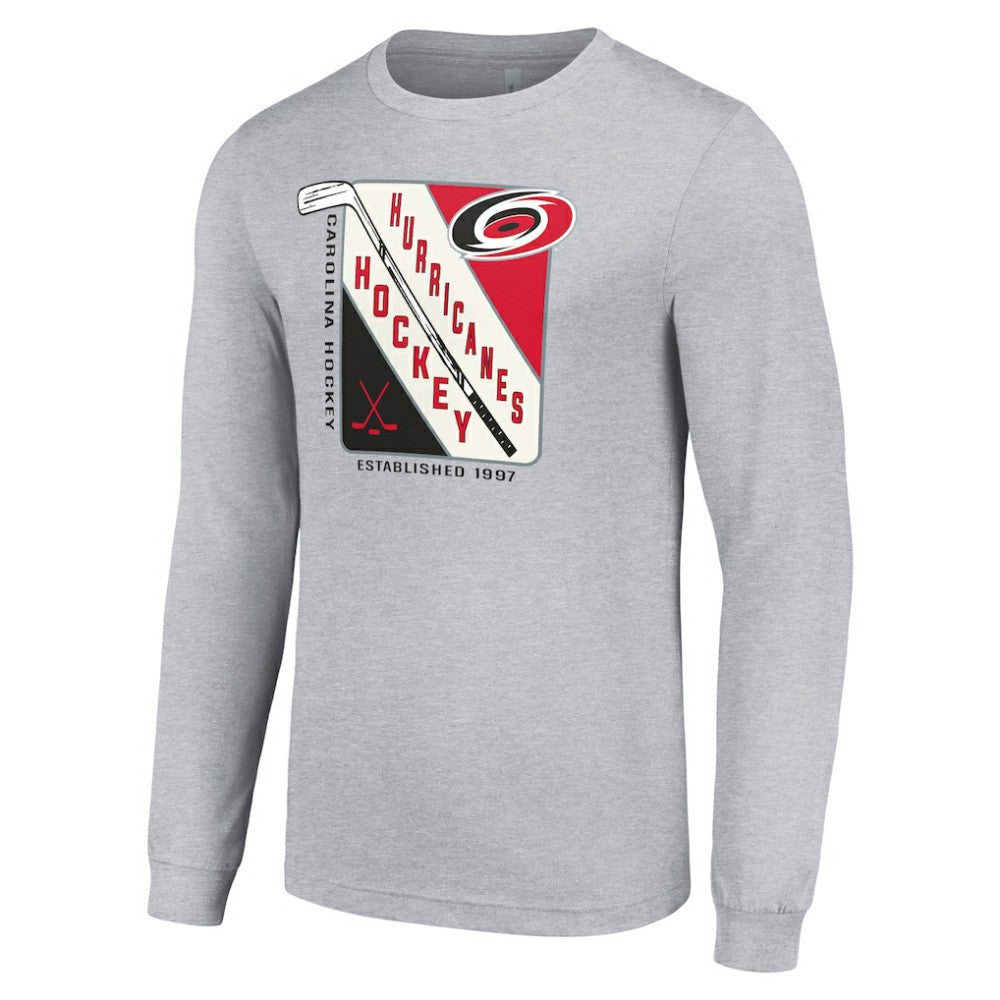 Carolina Hurricanes Starter Shield Long Sleeve Graphic T-Shirt - Heather Gray - NHL 201622143