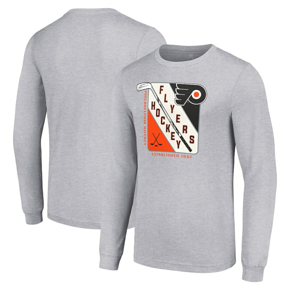Philadelphia Flyers Starter Shield Long Sleeve Graphic T-Shirt - Heather Gray - NHL 201622163