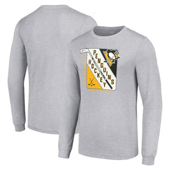 Pittsburgh Penguins Starter Shield Long Sleeve Graphic T-Shirt - Heather Gray - NHL 201622175