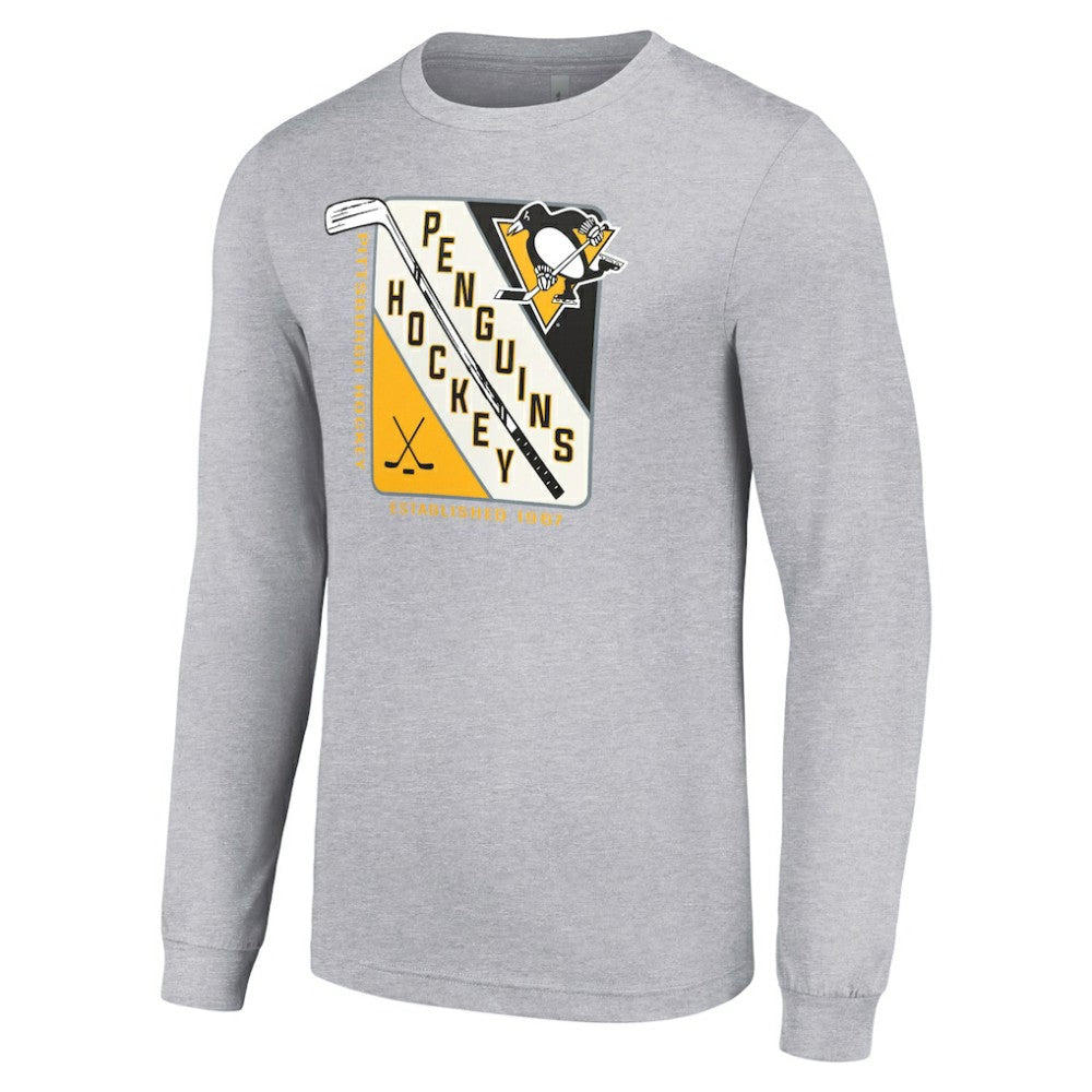 Pittsburgh Penguins Starter Shield Long Sleeve Graphic T-Shirt - Heather Gray - NHL 201622175