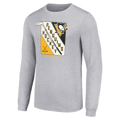 Pittsburgh Penguins Starter Shield Long Sleeve Graphic T-Shirt - Heather Gray - NHL 201622175