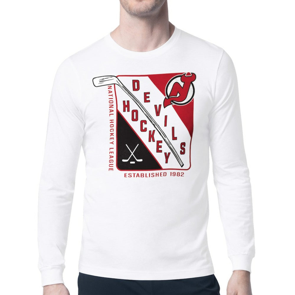 New Jersey Devils Starter Shield Long Sleeve Graphic T-Shirt - White - NHL 201622186