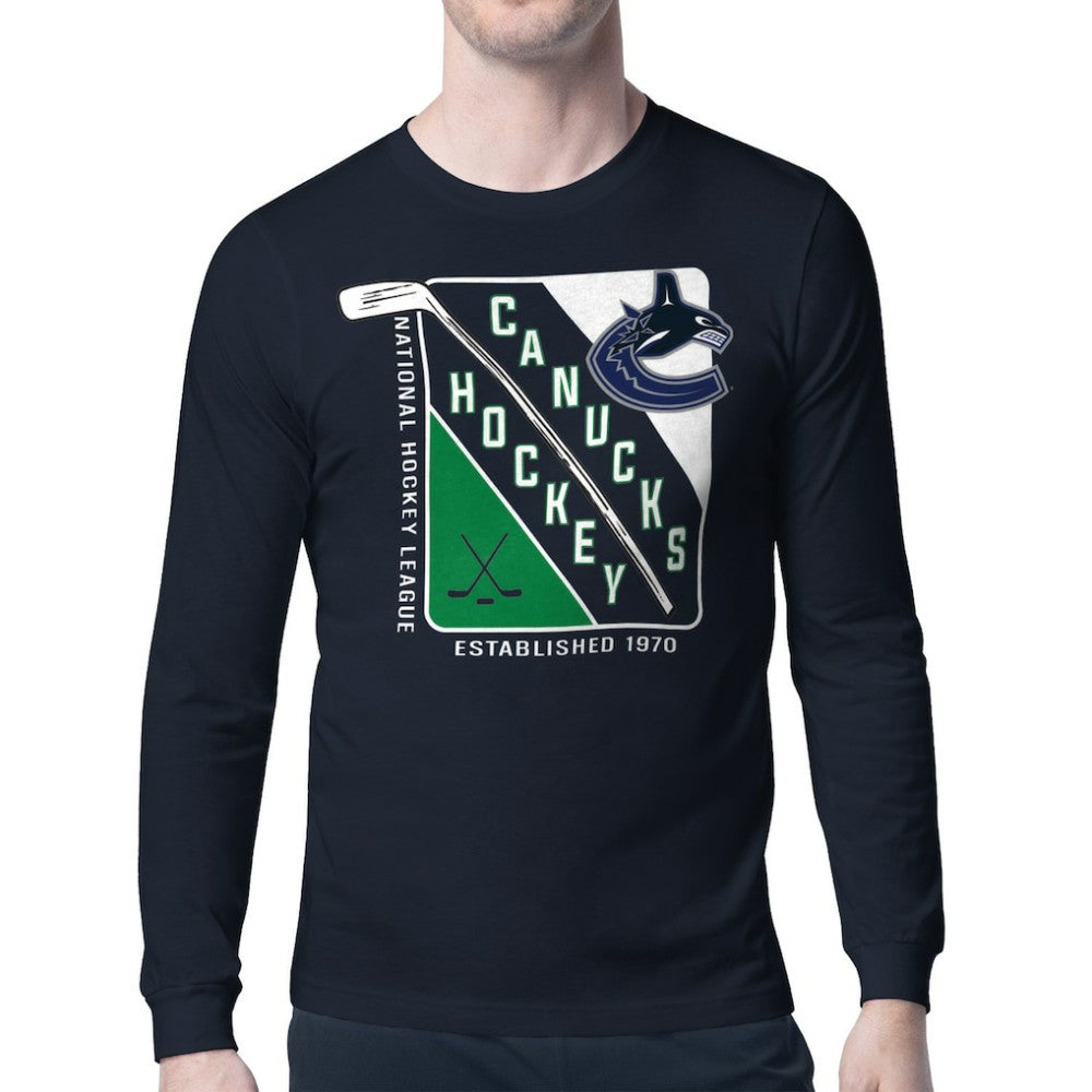 Vancouver Canucks Starter Shield Long Sleeve Graphic T-Shirt - Navy - NHL 201622222