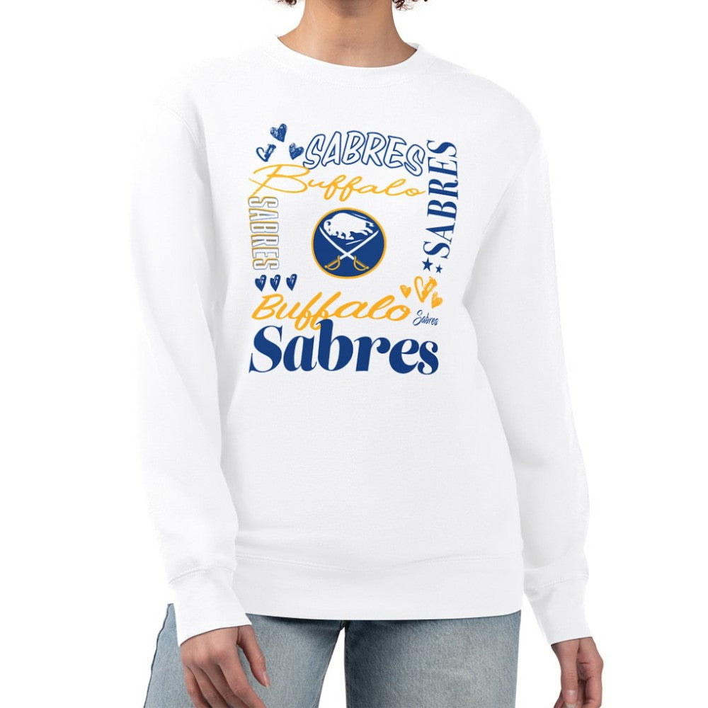 Buffalo Sabres G-III 4Her by Carl Banks Women's Collage Graphic Fleece Long Sleeve Pullover Sweatshirt - White - NHL 201622727