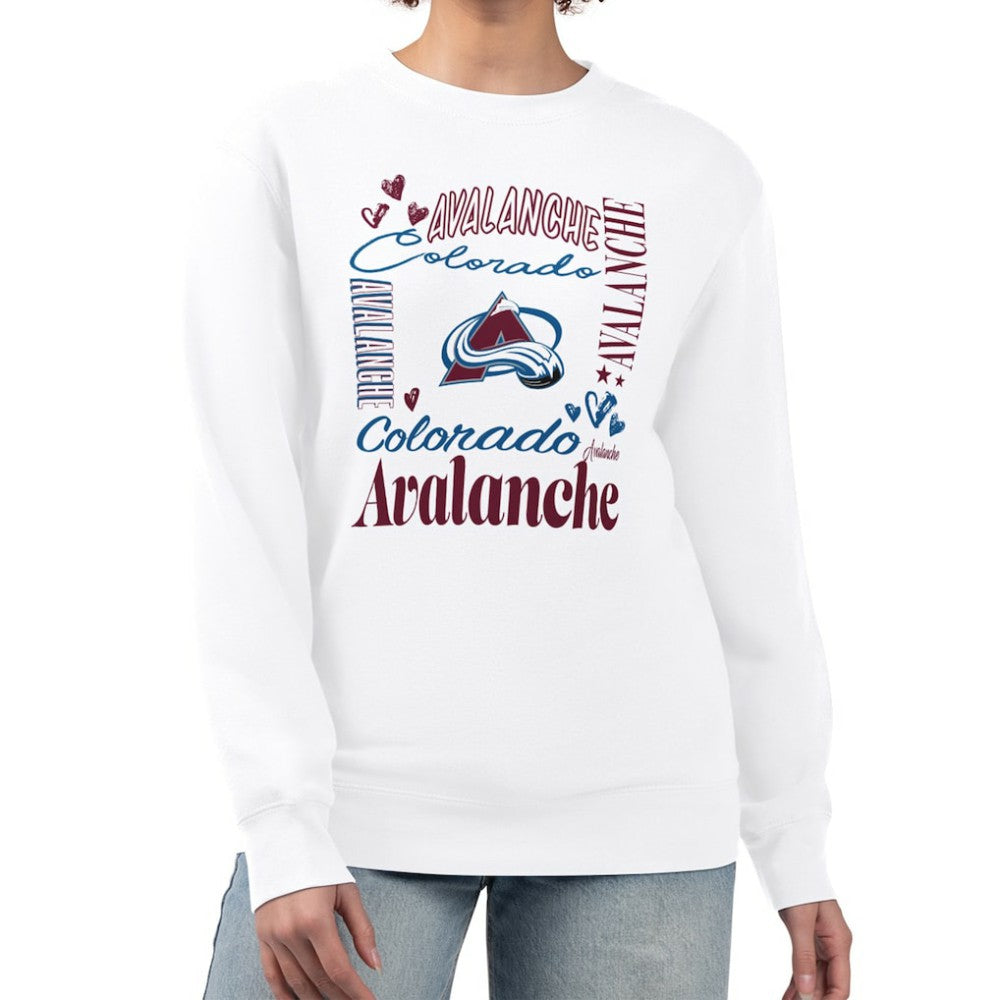Colorado Avalanche G-III 4Her by Carl Banks Women's Collage Graphic Fleece Long Sleeve Pullover Sweatshirt - White - NHL 201622731