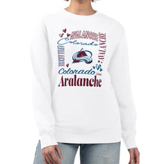 Colorado Avalanche G-III 4Her by Carl Banks Women's Collage Graphic Fleece Long Sleeve Pullover Sweatshirt - White - NHL 201622731