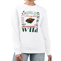 Minnesota Wild G-III 4Her by Carl Banks Women's Collage Graphic Fleece Long Sleeve Pullover Sweatshirt - White - NHL 201622738