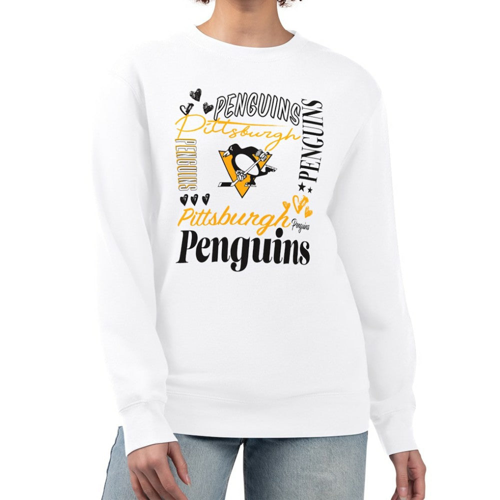 Pittsburgh Penguins G-III 4Her by Carl Banks Women's Collage Graphic Fleece Long Sleeve Pullover Sweatshirt - White - NHL 201622747