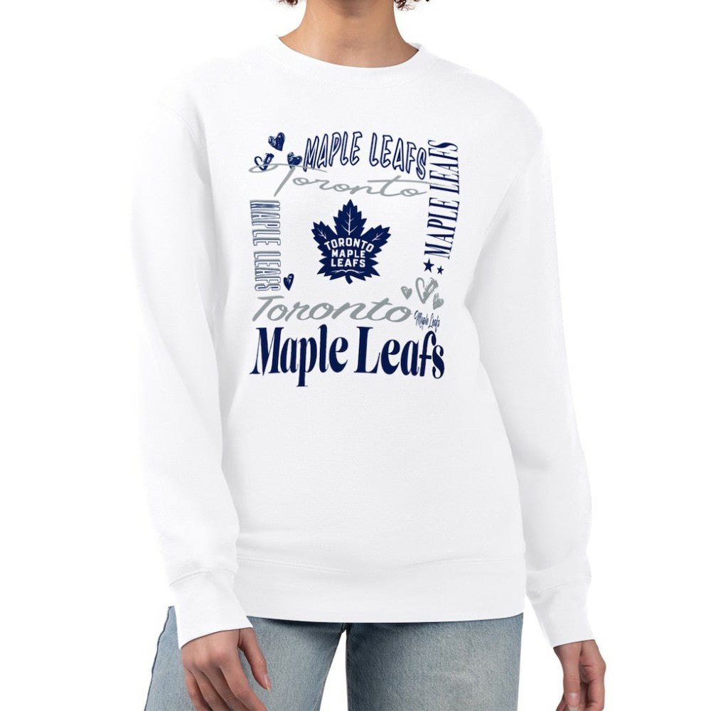 Toronto Maple Leafs G-III 4Her by Carl Banks Women's Collage Graphic Fleece Long Sleeve Pullover Sweatshirt - White - NHL 201622750