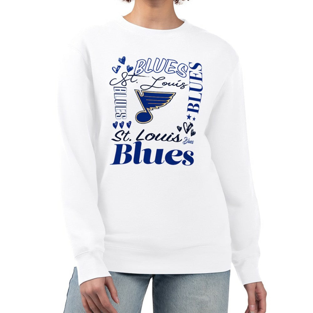 St. Louis Blues G-III 4Her by Carl Banks Women's Collage Graphic Fleece Long Sleeve Pullover Sweatshirt - White - NHL 201622752