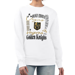 Vegas Golden Knights G-III 4Her by Carl Banks Women's Collage Graphic Fleece Long Sleeve Pullover Sweatshirt - White - NHL 201622755