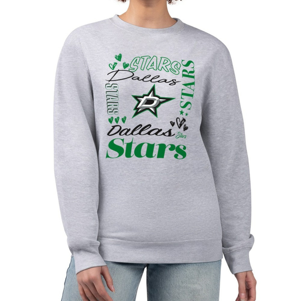 Dallas Stars G-III 4Her by Carl Banks Women's Collage Graphic Fleece Long Sleeve Pullover Sweatshirt - Heather Gray - NHL 201622759