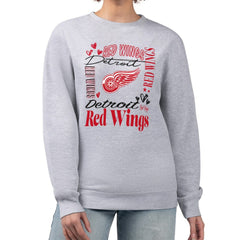 Detroit Red Wings G-III 4Her by Carl Banks Women's Collage Graphic Fleece Long Sleeve Pullover Sweatshirt - Heather Gray - NHL 201622760
