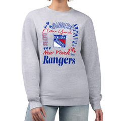 New York Rangers G-III 4Her by Carl Banks Women's Collage Graphic Fleece Long Sleeve Pullover Sweatshirt - Heather Gray - NHL 201622773