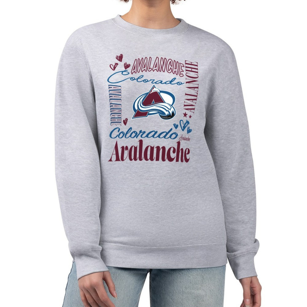 Colorado Avalanche G-III 4Her by Carl Banks Women's Collage Graphic Fleece Long Sleeve Pullover Sweatshirt - Heather Gray - NHL 201622776