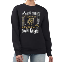 Vegas Golden Knights G-III 4Her by Carl Banks Women's Collage Graphic Fleece Long Sleeve Pullover Sweatshirt - Black - NHL 201622777