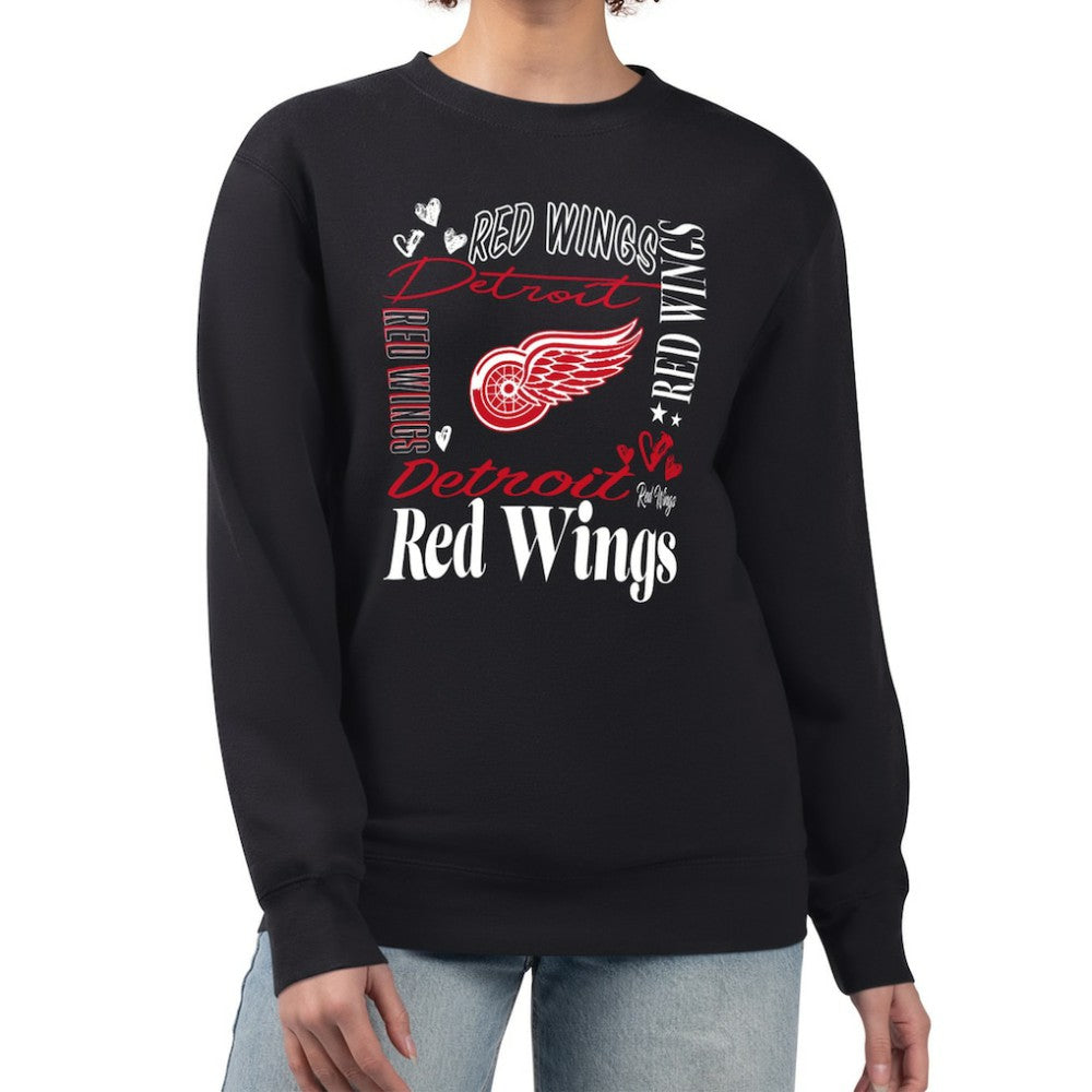 Detroit Red Wings G-III 4Her by Carl Banks Women's Collage Graphic Fleece Long Sleeve Pullover Sweatshirt - Black - NHL 201622778