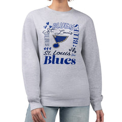 St. Louis Blues G-III 4Her by Carl Banks Women's Collage Graphic Fleece Long Sleeve Pullover Sweatshirt - Heather Gray - NHL 201622784