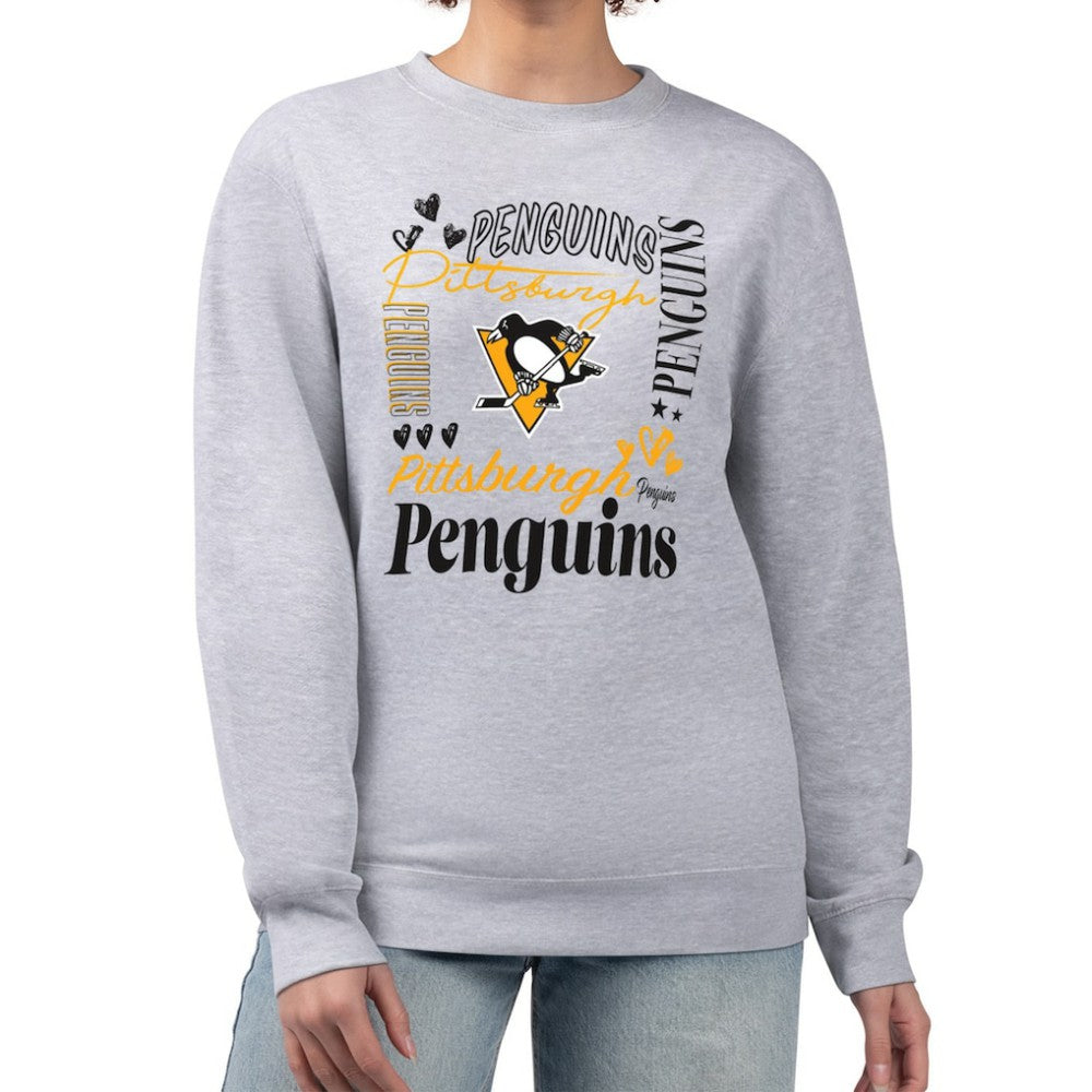 Pittsburgh Penguins G-III 4Her by Carl Banks Women's Collage Graphic Fleece Long Sleeve Pullover Sweatshirt - Heather Gray - NHL 201622788