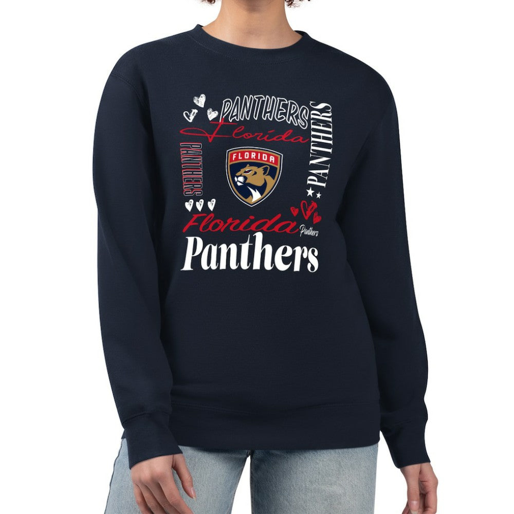 Florida Panthers G-III 4Her by Carl Banks Women's Collage Graphic Fleece Long Sleeve Pullover Sweatshirt - Navy - NHL 201622795