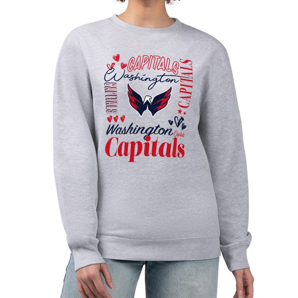 Washington Capitals G-III 4Her by Carl Banks Women's Collage Graphic Fleece Long Sleeve Pullover Sweatshirt - Heather Gray - NHL 201622797