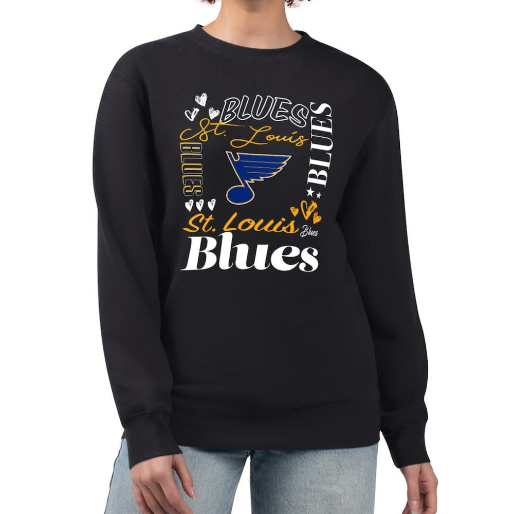St. Louis Blues G-III 4Her by Carl Banks Women's Collage Graphic Fleece Long Sleeve Pullover Sweatshirt - Black - NHL 201622804