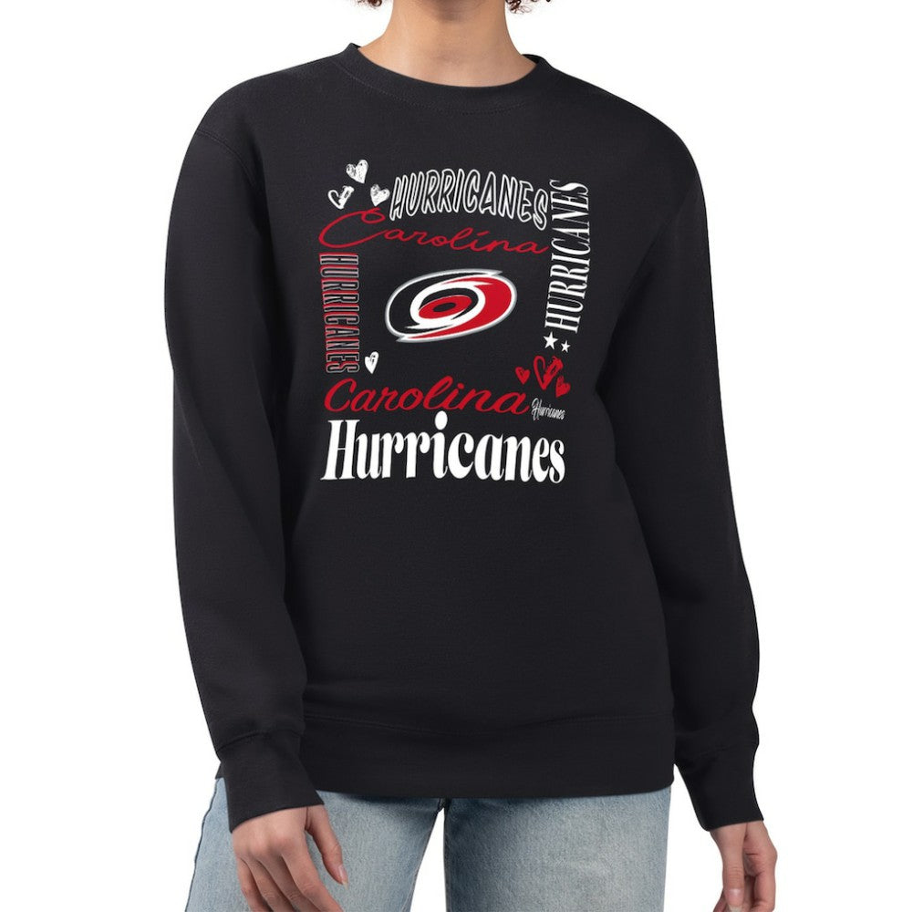Carolina Hurricanes G-III 4Her by Carl Banks Women's Collage Graphic Fleece Long Sleeve Pullover Sweatshirt - Black - NHL 201622805