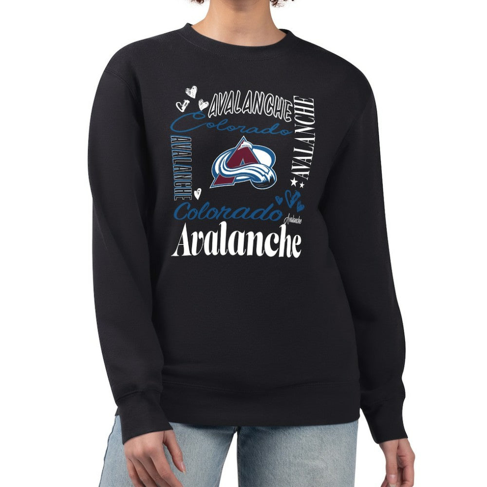 Colorado Avalanche G-III 4Her by Carl Banks Women's Collage Graphic Fleece Long Sleeve Pullover Sweatshirt - Black - NHL 201622814